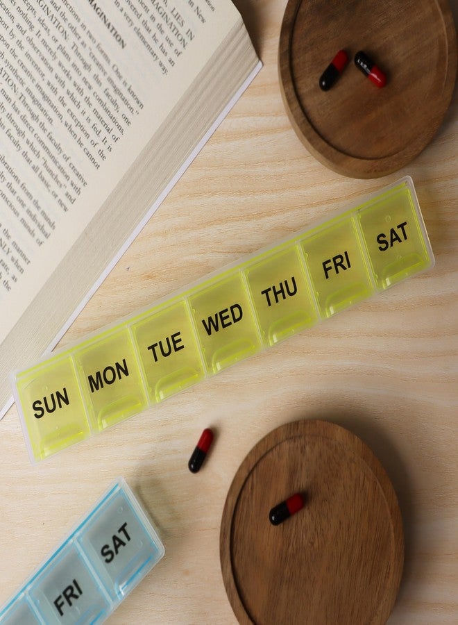 Extra Care Weekly Single Line Pill Box travel box tablet holder medicine dispenser organizer storage BPA Free Travel 7 Day Pill Box Case - Multicolor, Set Of 1 - Image 4
